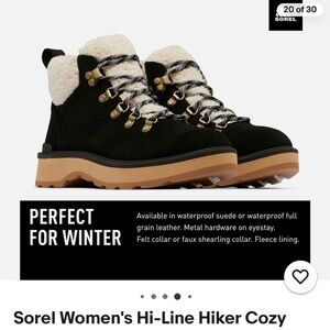 Sorel Women's Hi-Line Hiker Cozy Black with Tan Sole